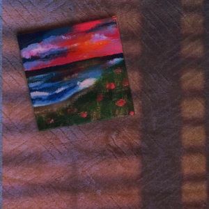 Blue pink sky mini canvas painting